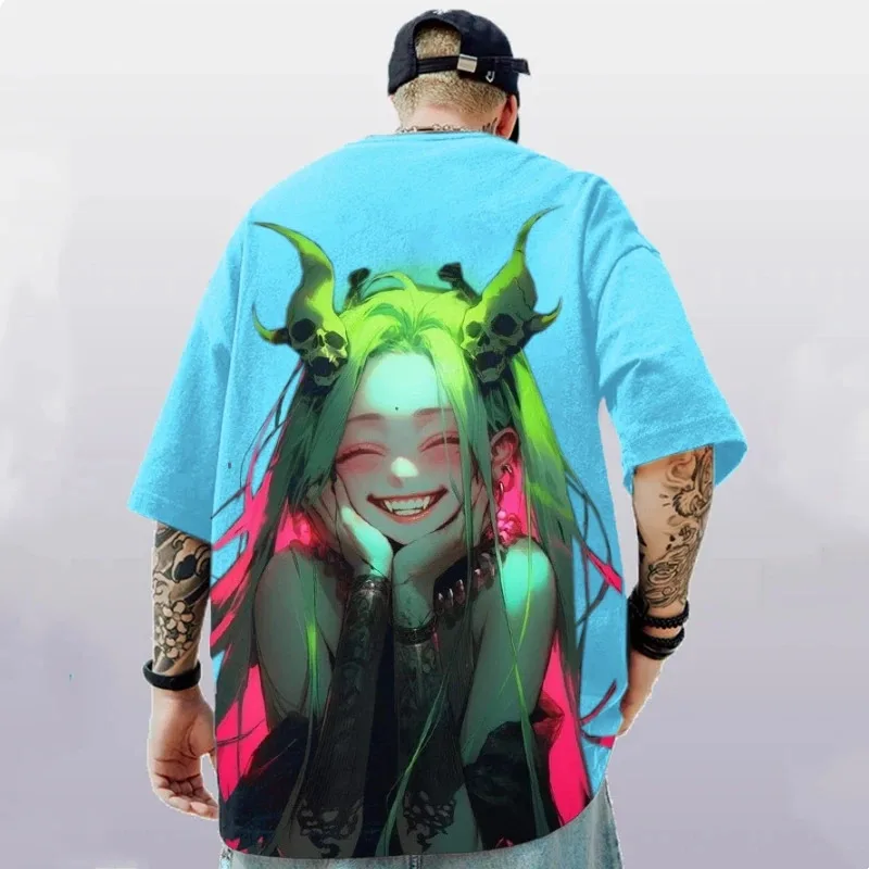 جديد عصري الرجال تي شيرت ثلاثية الأبعاد مثير الجمال طباعة قصيرة الأكمام تي شيرت الصيف ملابس رجالية غير رسمية فضفاضة المتضخم تيز للرجال 2024