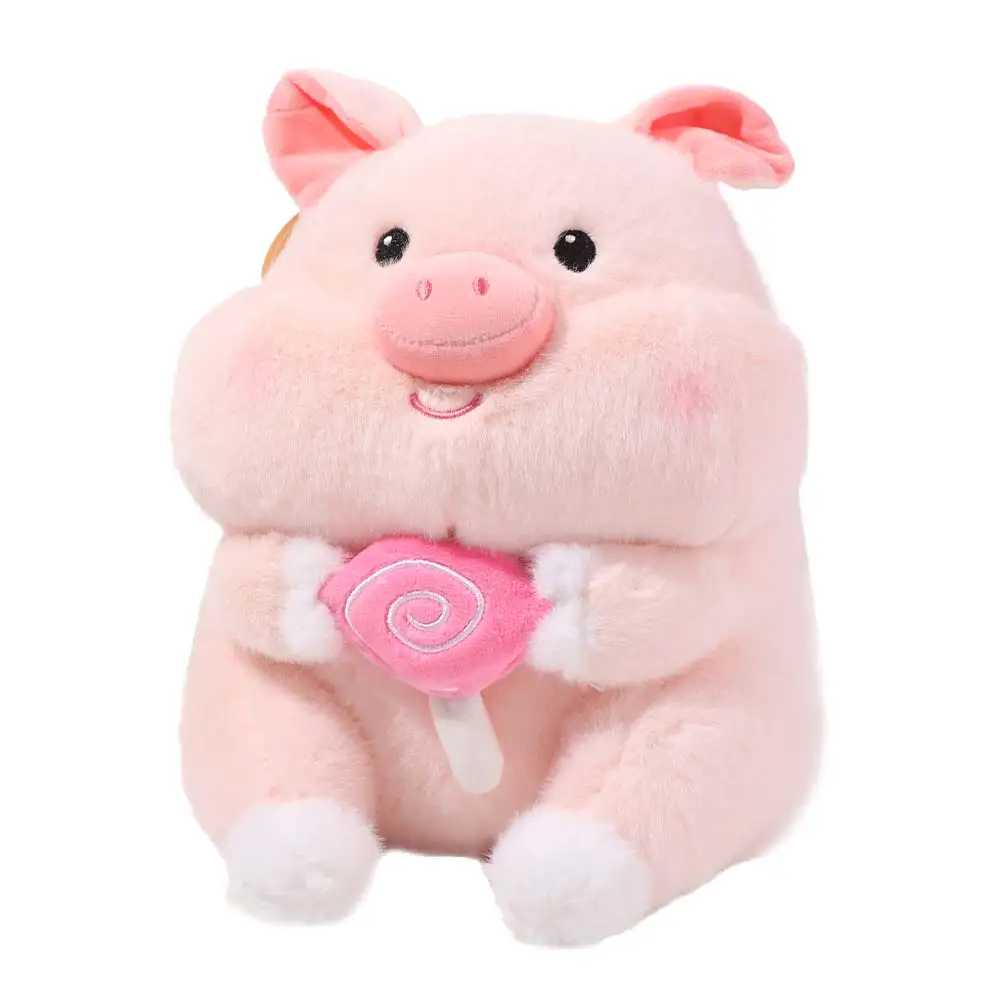 

PP Cotton Pig Holding Lollipop Plush Toys Soft Fluffy Animal Soft Piggy Doll Collection Cartoon Stuffed Pig Plushie Doll