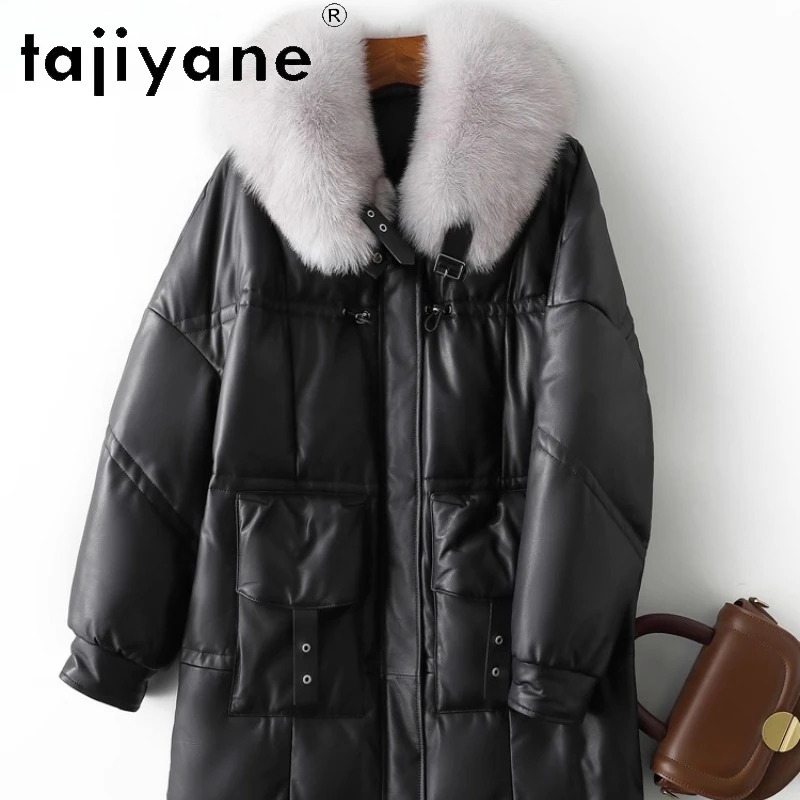 TAJIYANE Echt Schaffell Gans Unten Mantel Frauen Fuchs Pelz Kragen Puffer Jacke Aus Echtem Leder Jacken Winter Kleidung Frau 2025∑