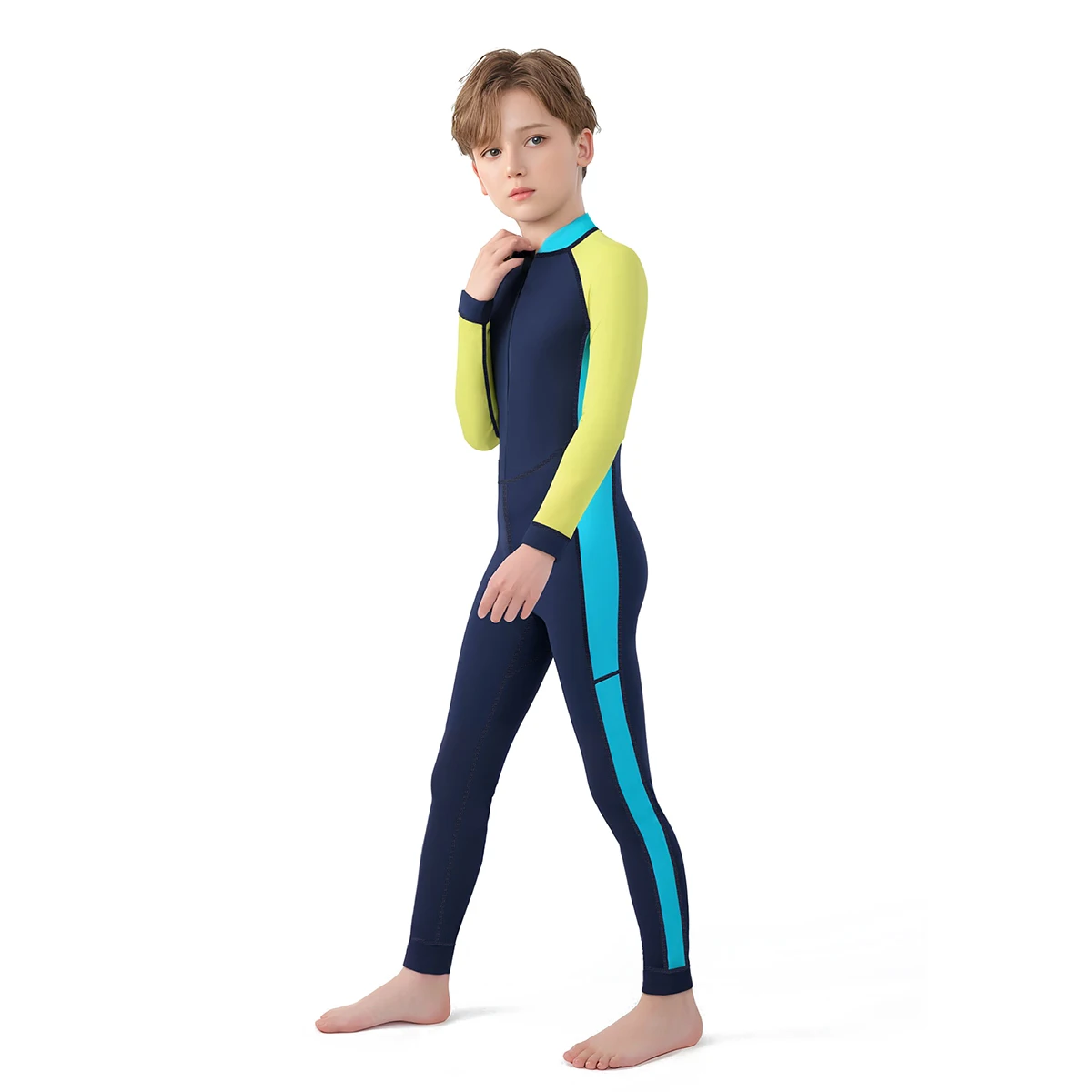 بدلة سباحة STLF للأطفال بأكمام طويلة من قطعة واحدة واقية من الشمس سريعة الجفاف للرياضات المائية الخارجية #3