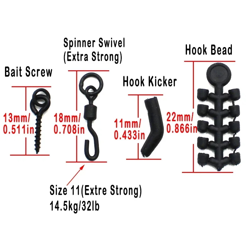 1Box Carp Fishing Kit Spinner Swivel Hook Kicker Bead Bait Screw Carp Hair Rig  For Carp Fishing Terminal Tackle Accessoreis