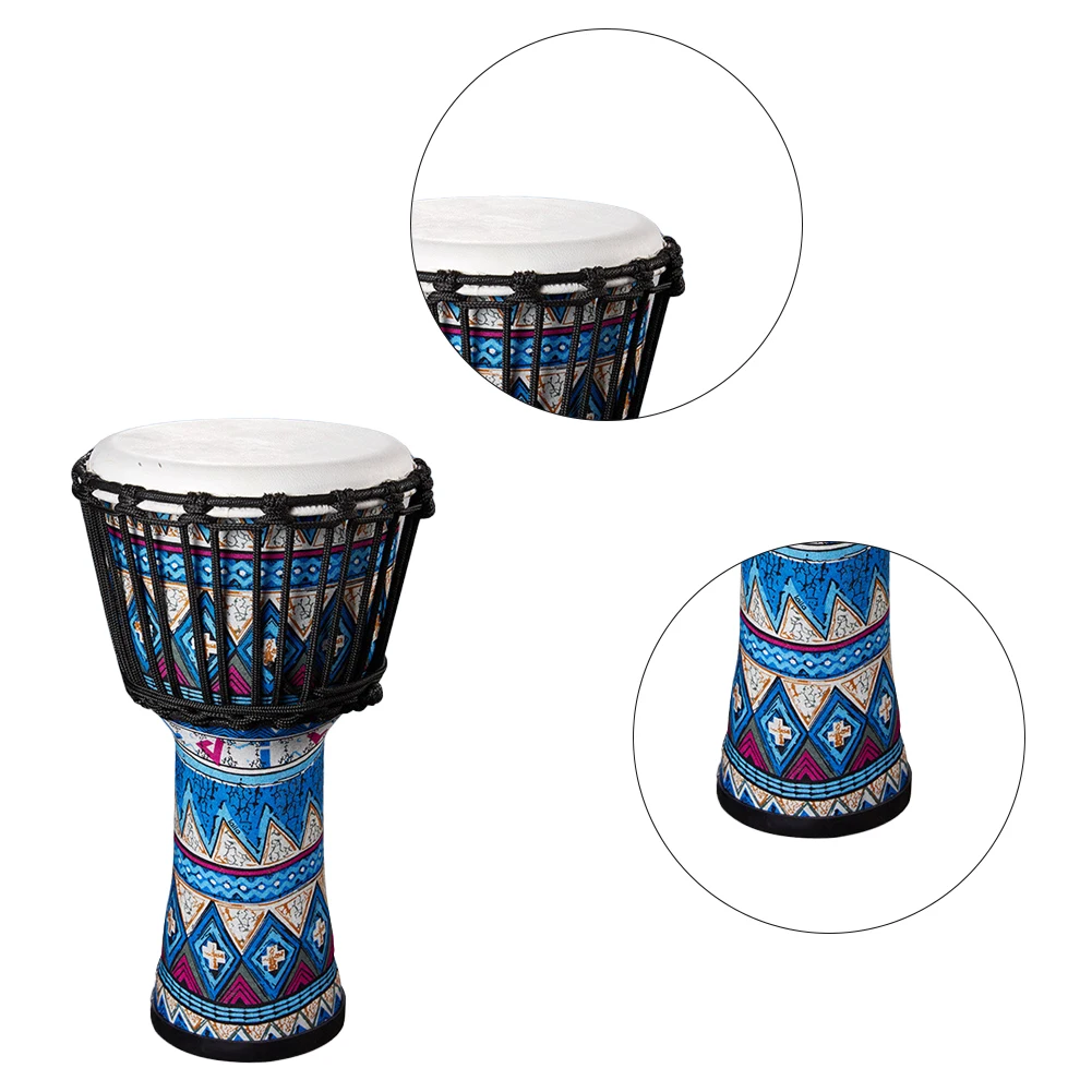 جلد الماعز الطبل الأفريقي طبل أنماط الفن الملونة 8 بوصة طبلة ذات يد آلة موسيقية هدية عظيمة للمبتدئين البالغين والأطفال