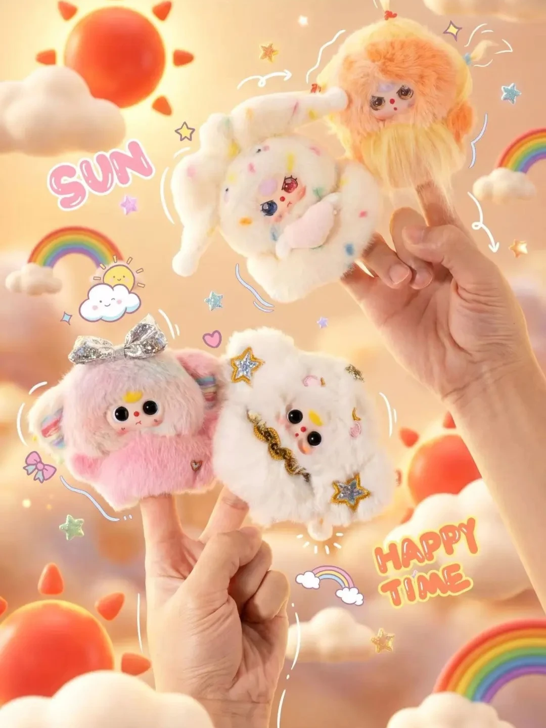 

Baby Three Weather Guide Series Plush Blind Box Creative Finger Puppet Desktop Ornament Cute Collectible Gift Adults Fun