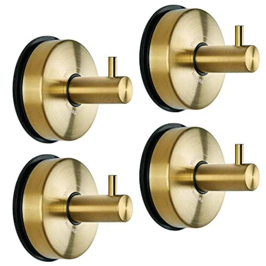 

Suction Cup Hooks for Shower Gold Towel Holder Stainless Steel Vacuum Bathroom Shower Hook Suction Washcloth Hanger Kitchen T