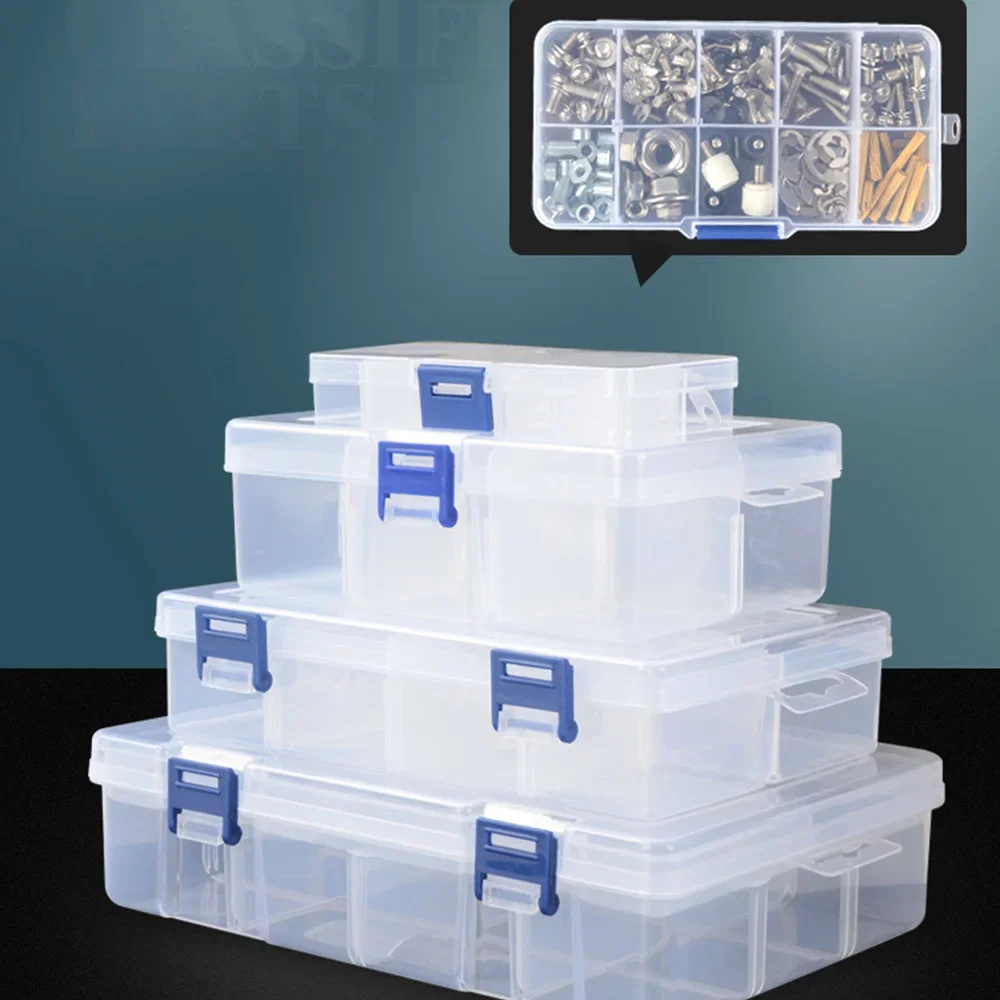 Picture 4: Multifunctional Plastic Storage Box Screw Hardware Electronic Component Tool Organizer Lego Parts Case with Dividers Transparent