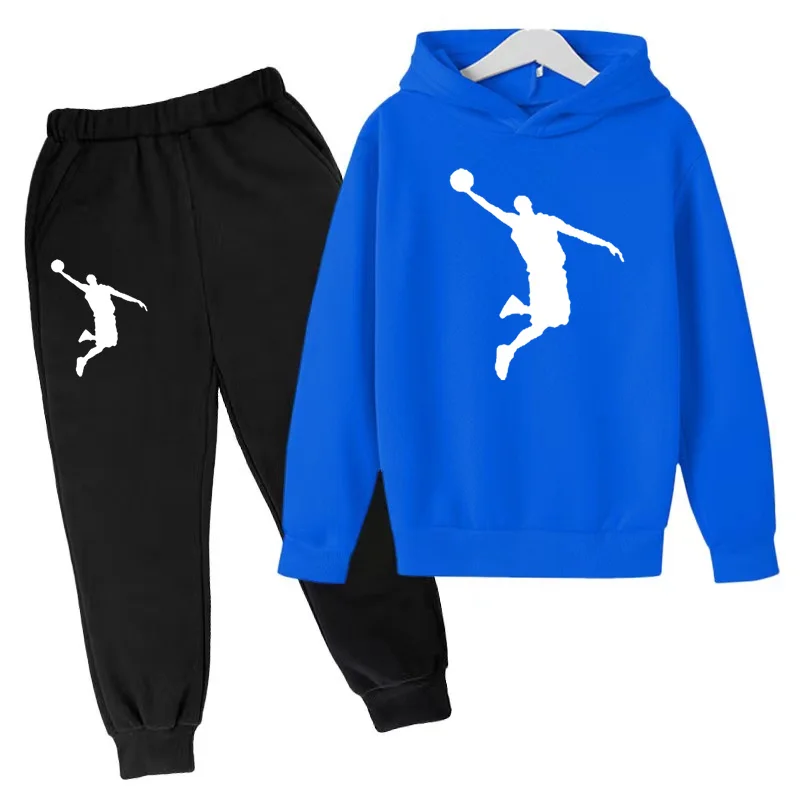 New Kids Hoodie Basketball Wear Brand Clothing Girls Boys Baby 3-13Y Top/Pants 2P Outdoor Game Training Party Jogging Casual Set