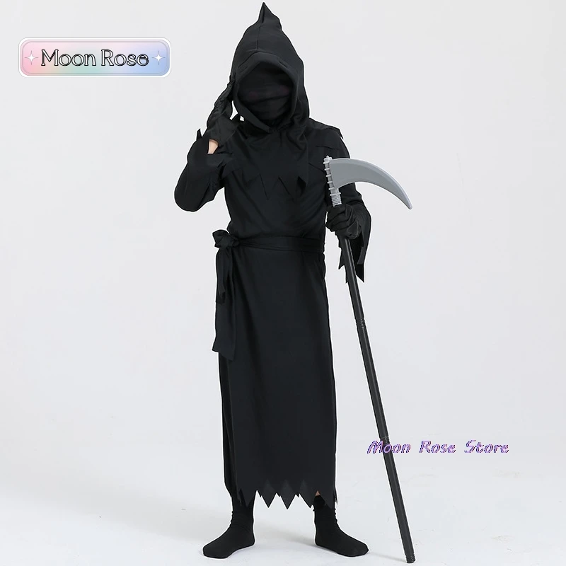 New Children's Halloween Cos Costume Grim Reaper Costume Cosplay Props Sickle Clothes Stage Performance Costume