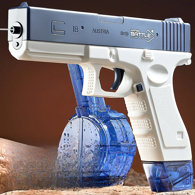 Pistola de água elétrica glock para crianças, brinquedo super imersão, alta capacidade, fogo rápido, água, ao ar livre, praia, piscina, verão, batalha de água