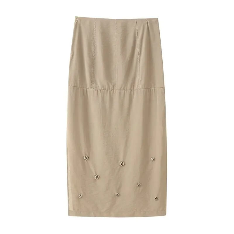 Saia de Verão 2025 Fena de Cintura Alta, Crimento Médio, Linha A, Moda, Ajustada, Solta, Tecido Premium, Estilo para o...