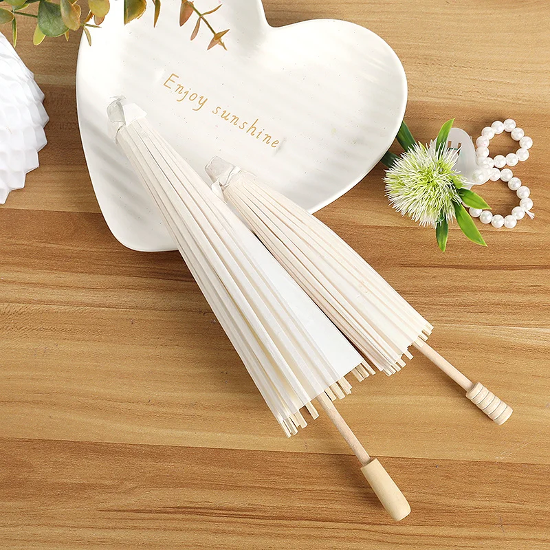 Weiße Papier-Sonnenschirme Chinesische Ölpapier-Deko DIY-Malerei Bambus-Schirme Hochzeit Brautparty Foto-Requisiten – Detail 10