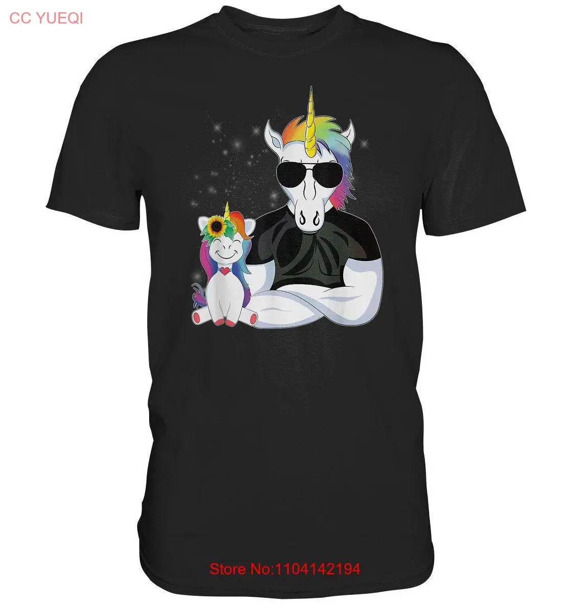 Licorne avec enfant anniversaire fête des pères papa idée grand-père s t-shirt homme Premium manches longues ou courtes