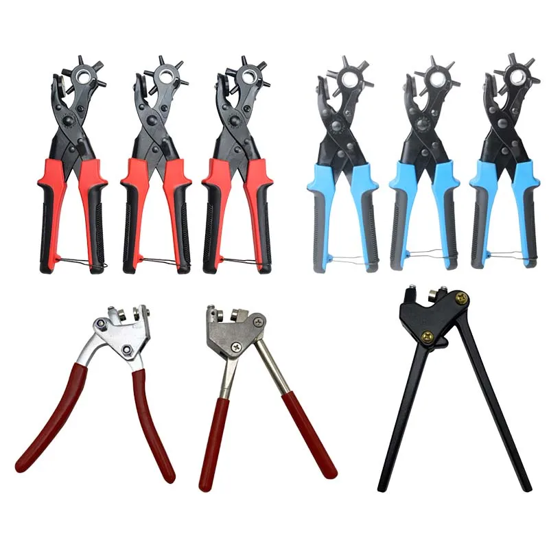 

6 Hole Size Household Belt Hole Puncher Leather Punchers Tool Steel Punch for Jewelry Word Print Plier Assorted Ring Stamp Punch