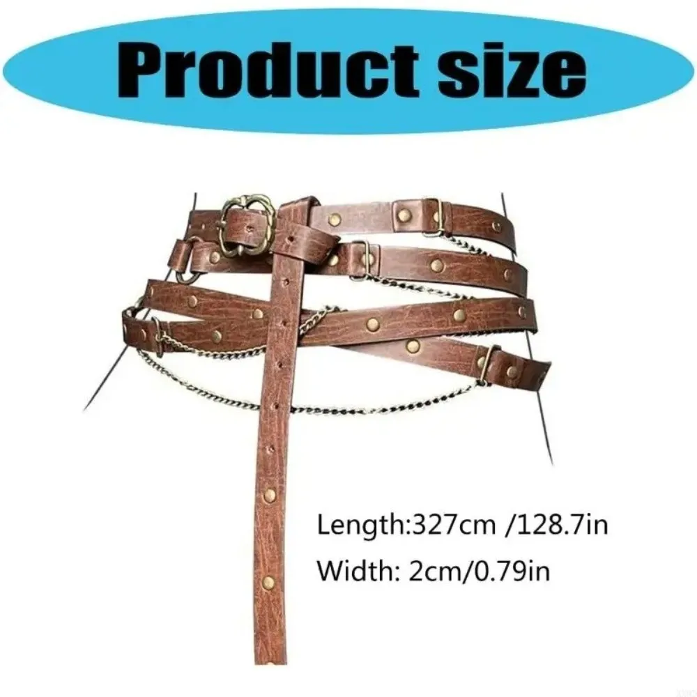 حزام سلسلة معدنية من الجلد الصناعي DIY من القرون الوسطى، حزام رفيع قابل للتعديل للنساء، حزام نحيف كلاسيكي للفساتين #6