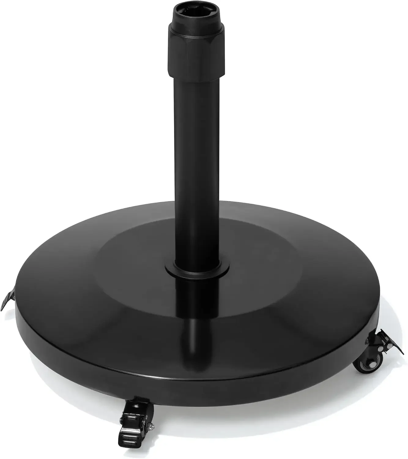 Patio Umbrella Base with 4 Wheels, 55lbs Round Heavy Duty Concrete Stand for Outdoor Market Umbrella, Black