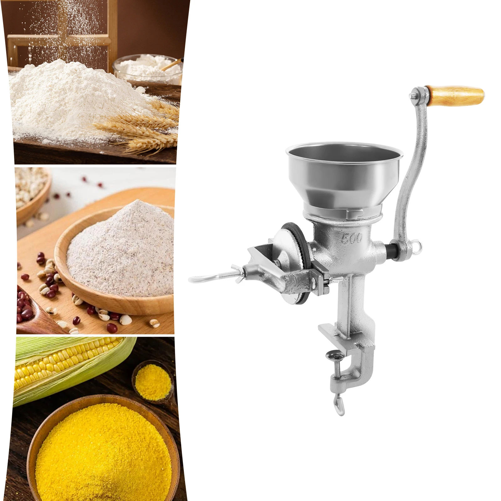 Molinillo de Cereales Manual Ajustable, Molinillo Manual de Granos, Apto para Nueces, Café, Cereales, Semillas, Maíz y Especias