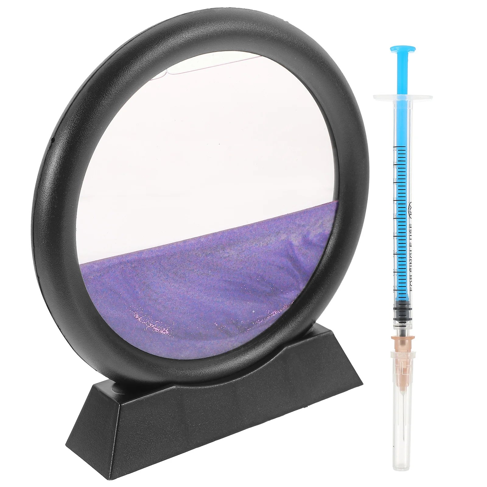 3D Quicksand Painting Moving Sand Hourglass Round Desktop Ornament Office Decoration Relaxation Sand Painting Hourglass Ornament