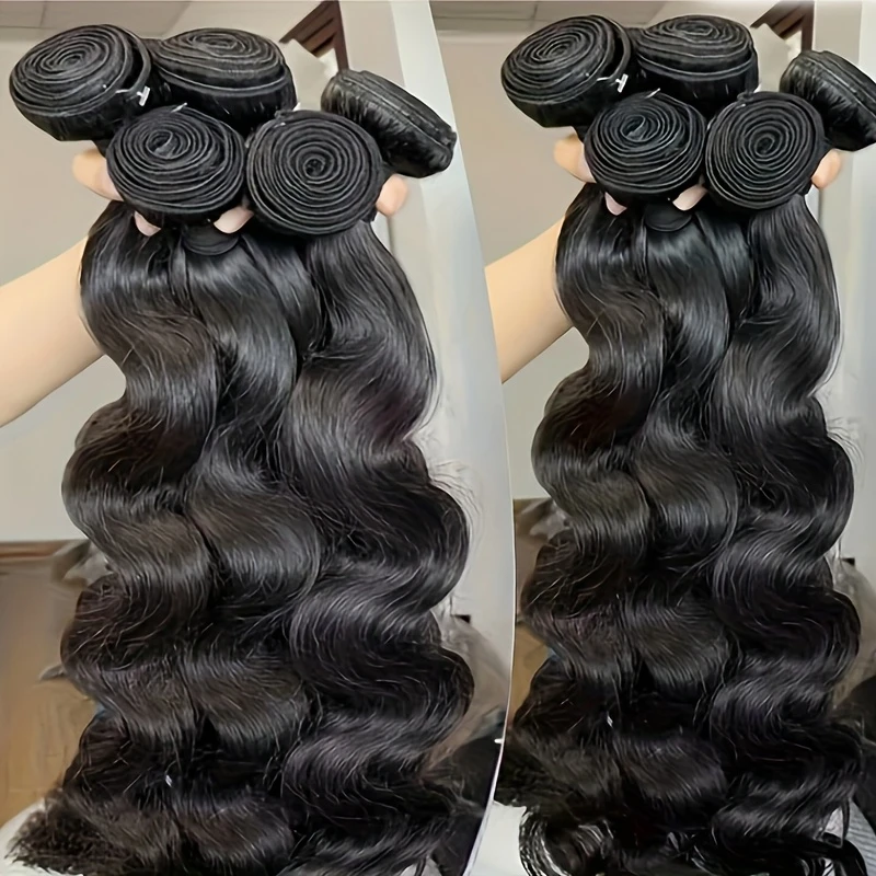 12A Body Wave Bundles Human Hair Natural Black Body Wave Raw Human Hair Bundles 1/3/4 Pc Sew In Quick Weave Hair Extension