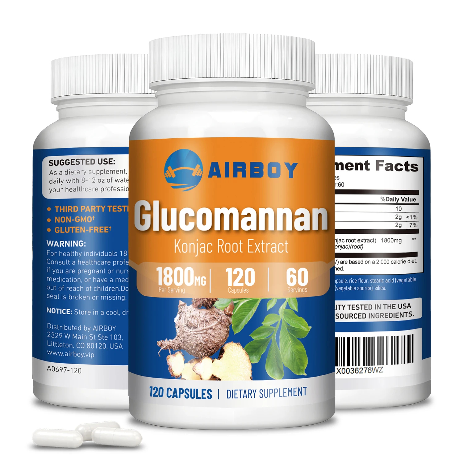 Glucomannan 1800mg - Natural Fiber Source, Energy Management