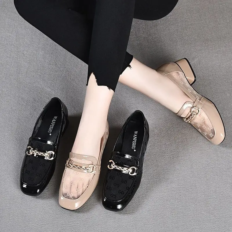 Ladies Summer Footwear with Heel Shoes for Women 2024 Black Square Toe Low Elegant Clear Transparent Beau Today Discount Spring