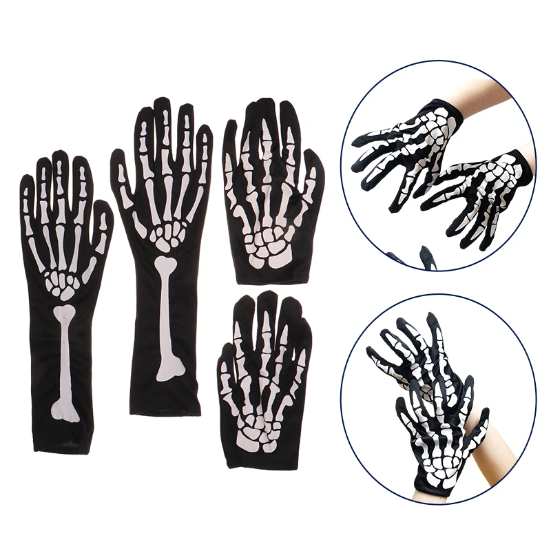 1Pair Punk Skeleton Skull Gloves Halloween Cosplay Gloves Unisex Masquerade Props Cocktail Horror Party Glove