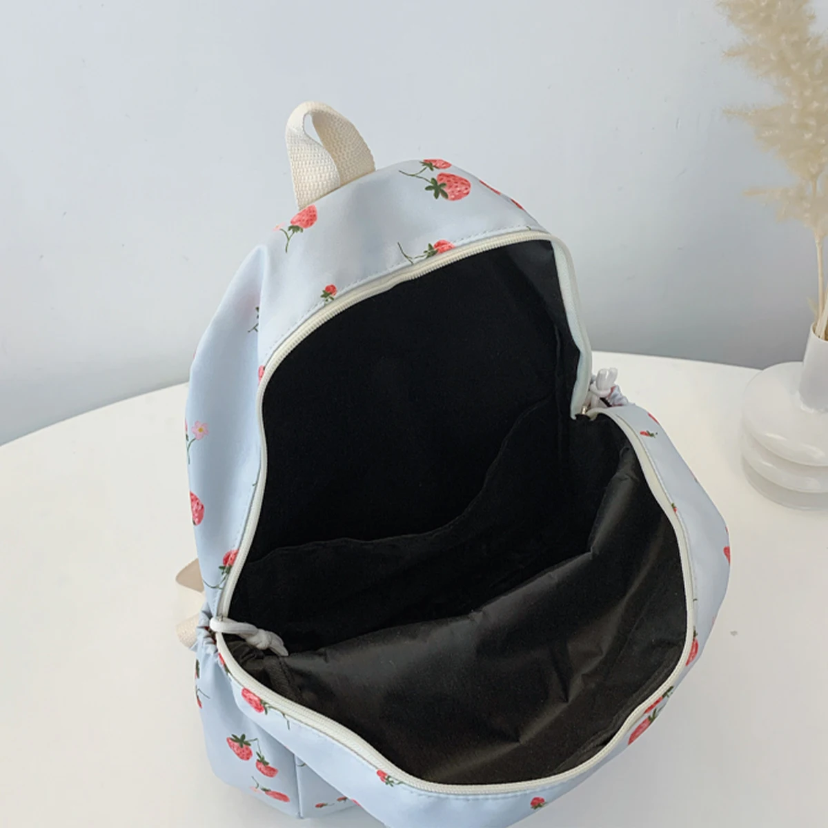 Kawaii الفراولة حقيبة الظهر مجموعة 3 قطعة حقيبة يد وحقيبة قلم مبطن النايلون المرأة حزمة مزدوجة سستة الحرم الجامعي تخفيف أساسيات