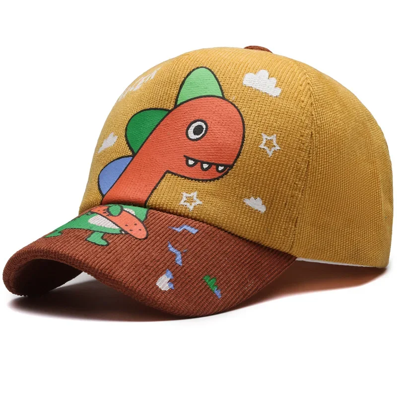 Chapeau avec motif de petit dinosaure réglable pour enfant, accessoire mignon de dessin animé, avec langue de canard, pare-soleil, pour fille et garçon