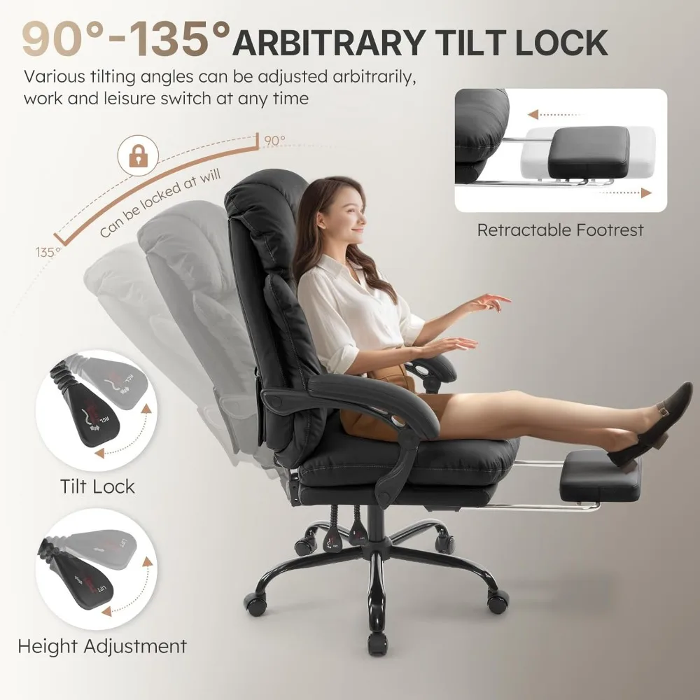 Прочное эргономичное офисное кресло для больших и высоких людей с наклонным замком и подставкой для ног