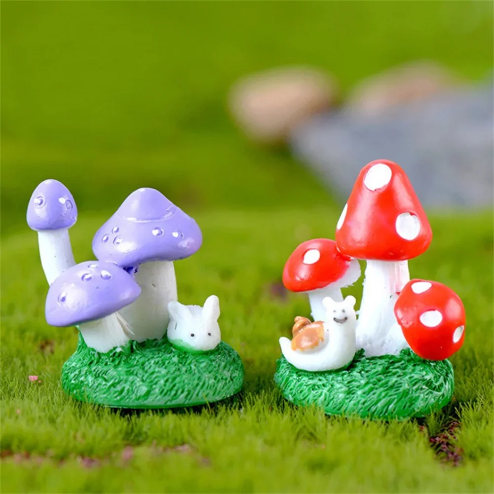 Animal Mushroom Ornament Minis Plants Figure Statue Model Car Ornament Craft Bonsai Decor Miniature Home Garden Decoration