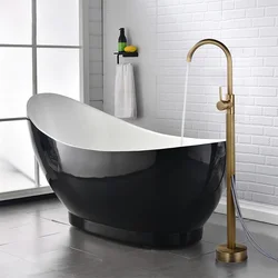 Tianview Floor Standing Bath Faucet Brass Vintage Freestanding Bathtub Side Post Basin Hot and Cold Shower Faucet