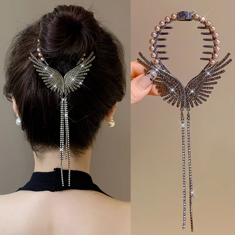 Pearl Hair Claw Clips Bow Rhinestone Flower Tassel Horsetail Buckle Bun Ponytail Holder Hair Clip Women Female Hair Accessories