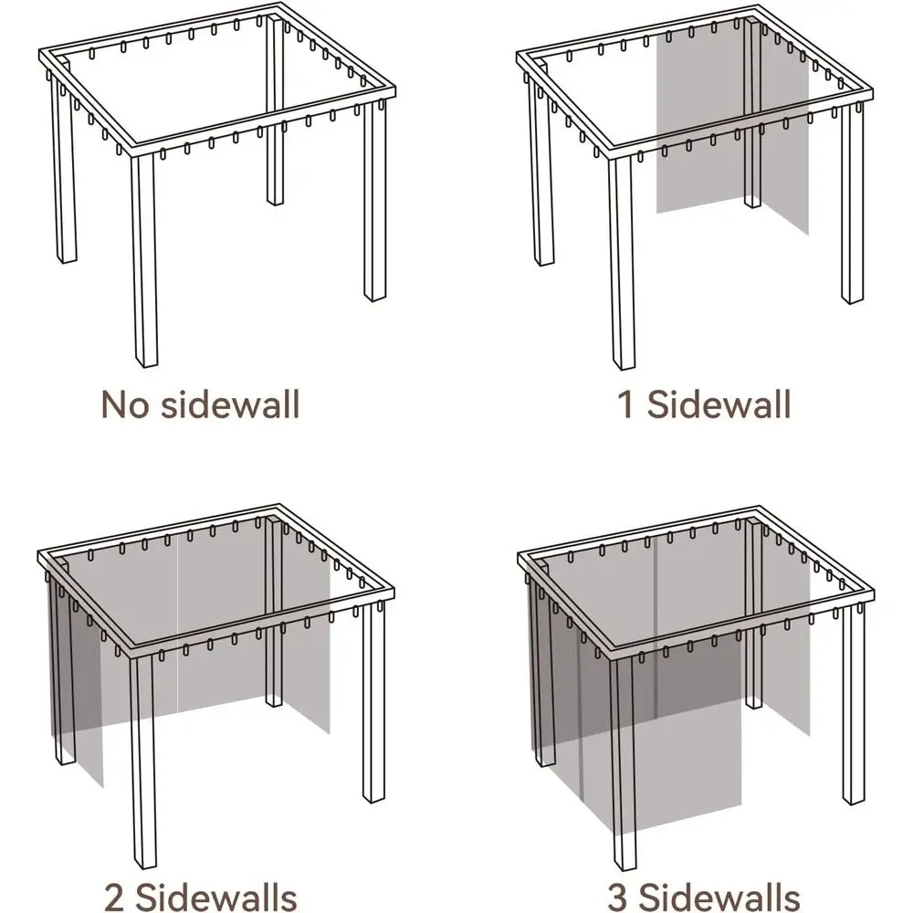 Wasserdichte Pavillon-Vorhänge für den Außenbereich, 10 x 12 Fuß, 4-teiliges Sichtschutzset mit Reißverschluss, für Garten und Terrasse (braun)
