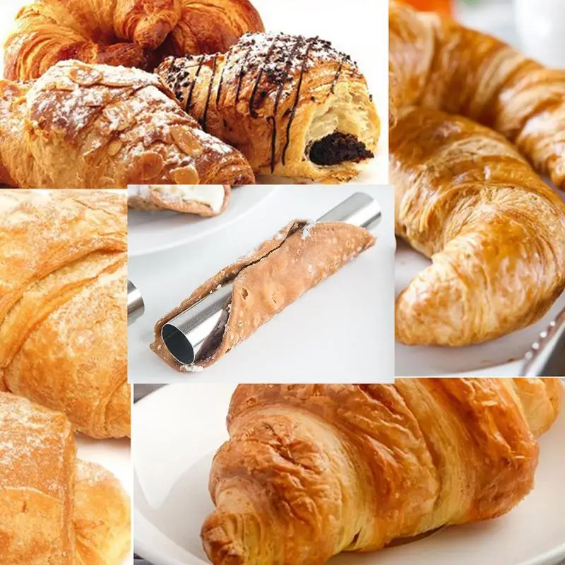 Moldes em forma de cone para assar moldes de croissant de parafuso antiaderente creme cannoli tubos pastelaria creme chifre molde para cone pizza cone