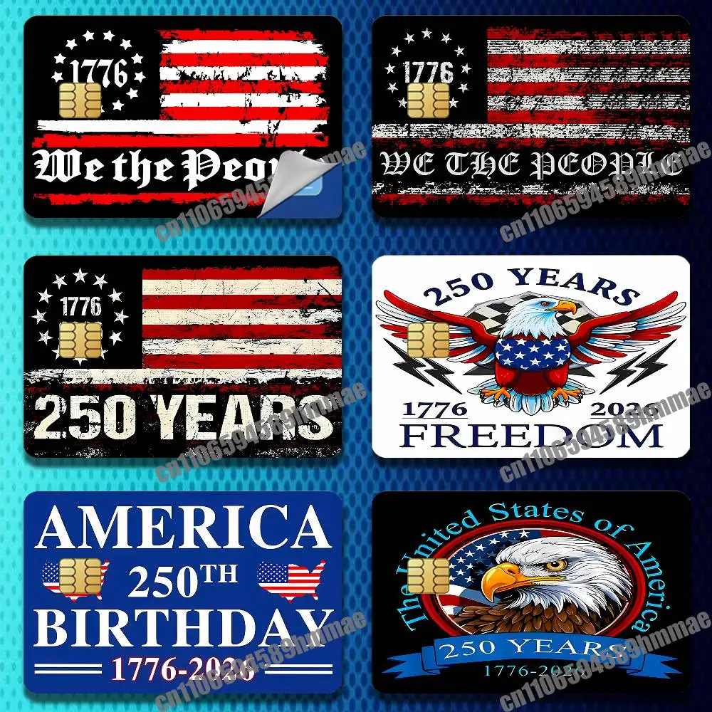 250th We The People 1776 13 Star American Rebel Constitution US USA America Sticker Paper skin Credit Bank Self-adhesive Card