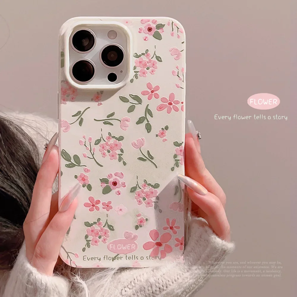 

Pink Peach Blossom TPU Soft Shatter-resistant Mobile Phone Case for 16 Pro Max Series Mobile Phone Bag Protection