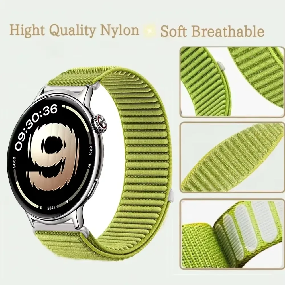 18/20/22mm Nylon Strap for Huawei GT6-5 Pro 46mm/GT Runner 2 OPPO Watch X3 Mini Breathable Bracelet Garmin Forerunner 170 70 970