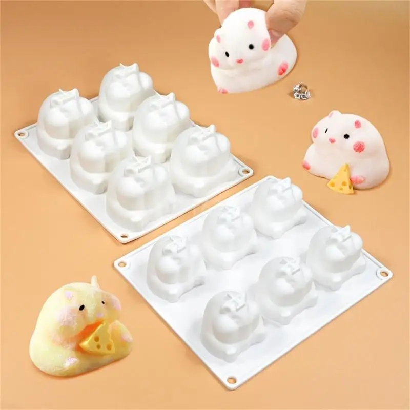 6Cavity Little Hamster Silicone Molds Fondants Mousse Cake Molds DIY Pastries Chocolate Molds Bakings Decorating Tool Nonstick