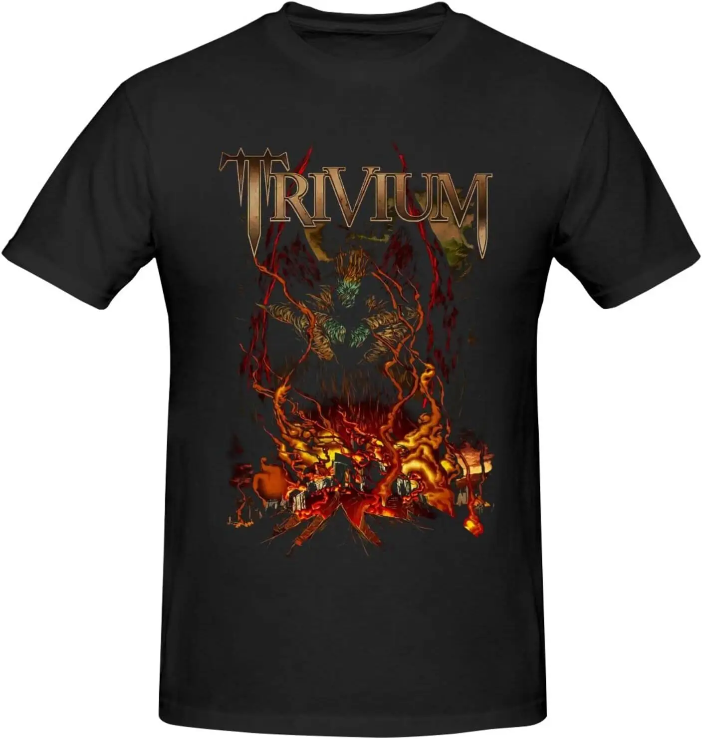 

Triviums Classic T-Shirt Crew Fashion Neck Casual Top Basic Short Sleeve Shirt Black
