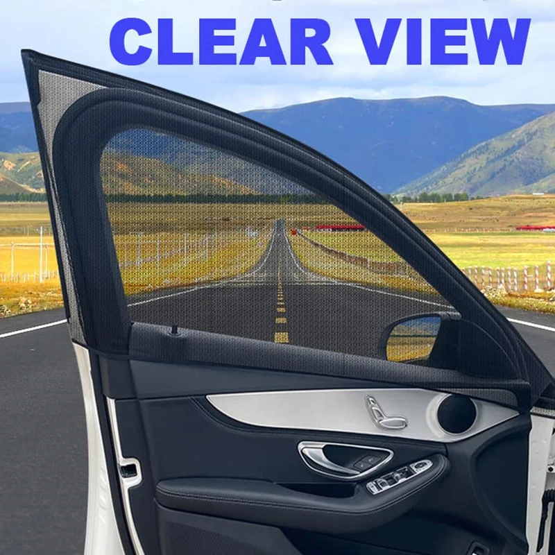 4 PCS Car Window Shades, Stretchy Mesh Front Rear Side Window Sun Shades For Heat Block UV Protection