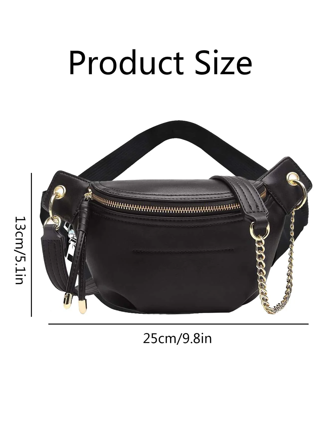 1PC Design  Leather Waist Bags With Chain Belt For Women Shoulder Crossbody Purses Lady Chest Bag