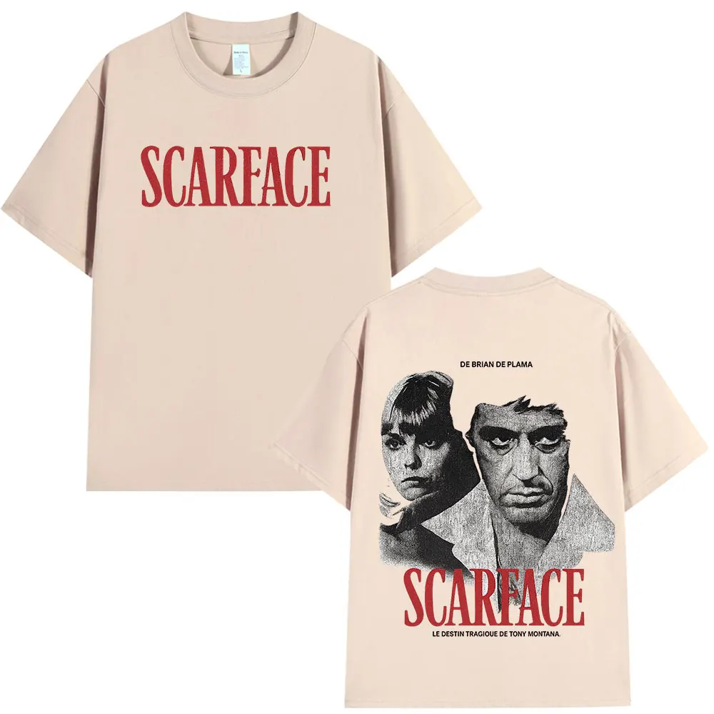 عصابة فيلم سكارفيس تي شيرت تقليدي توني مونتانا الوجه آل باتشينو المتضخم تي شيرت الرجال النساء موضة الهيب هوب القوطية تي شيرت #5