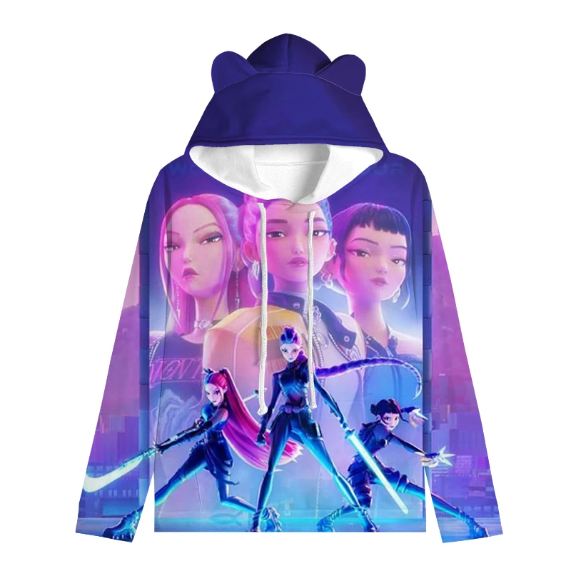 KPop شيطان الصيادين القط الأذن هوديس زوي رومي ميرا الكرتون البلوز الاطفال الملابس هنتركس الأطفال البلوز الفتيات بلايز عادية