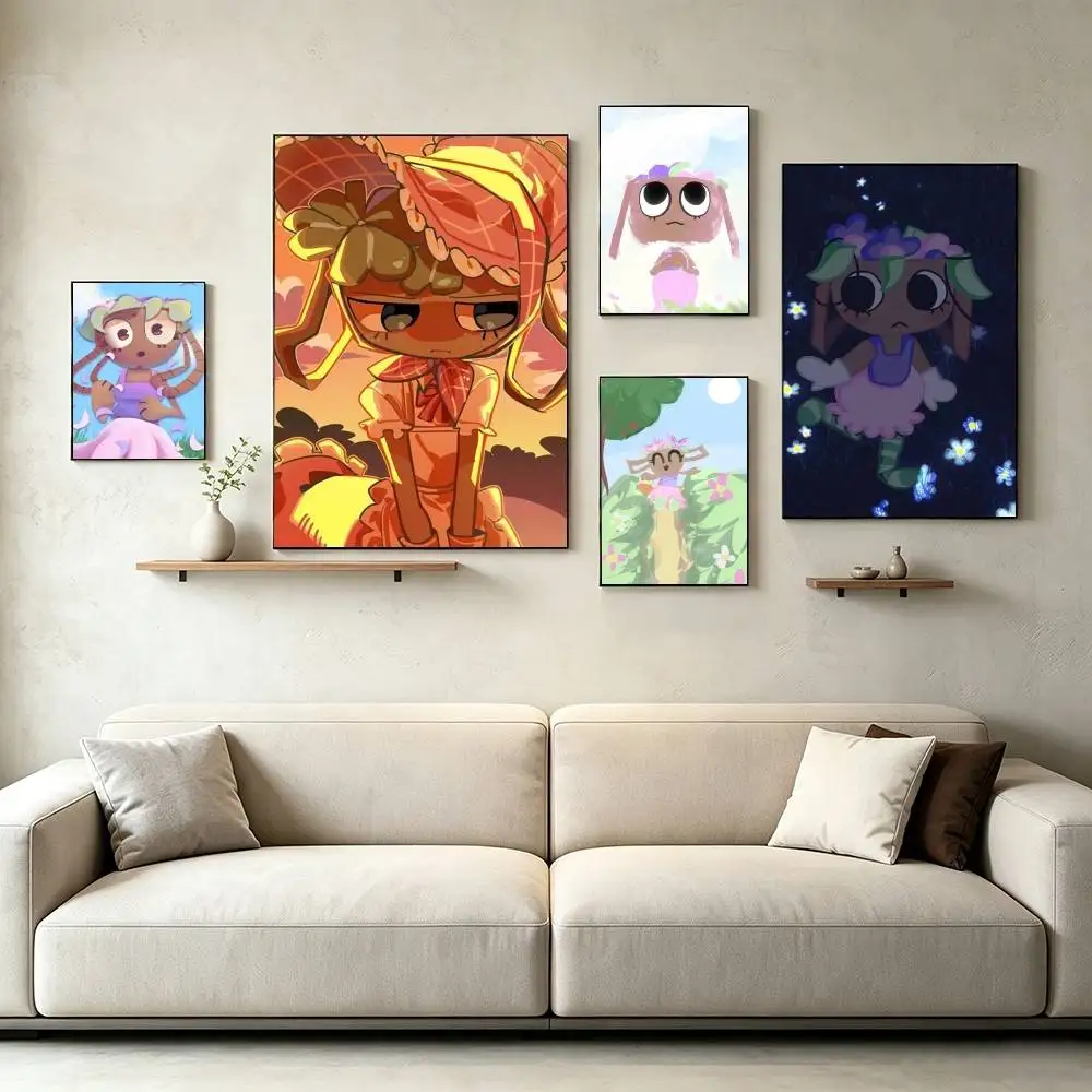 C-Cute Cartoon Dandy World Bassie Poster Dorm Living Room Aesthetic Wall Decoration Painting Stickers