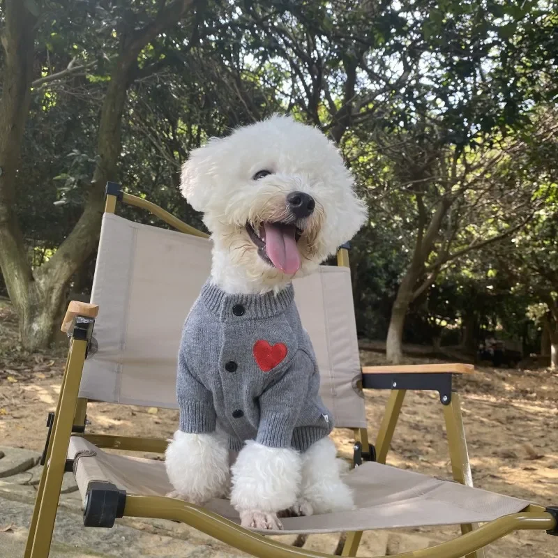 

Solid Love Grey Dog Sweater Best Quality Autumn Winter Pet Clothes Warm Soft Cat Sweater