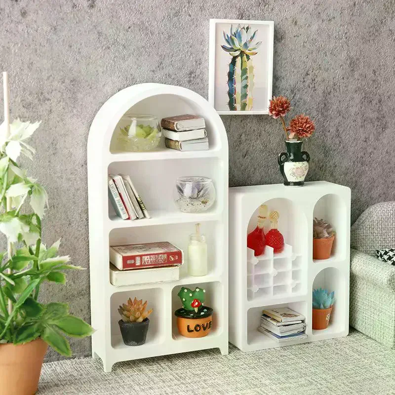 1/12 Dollhouse Simulation Mini Bookshelf Storage Cabinet Model Dollhouse Furniture Decoration Dolls House Living Scene Ornament