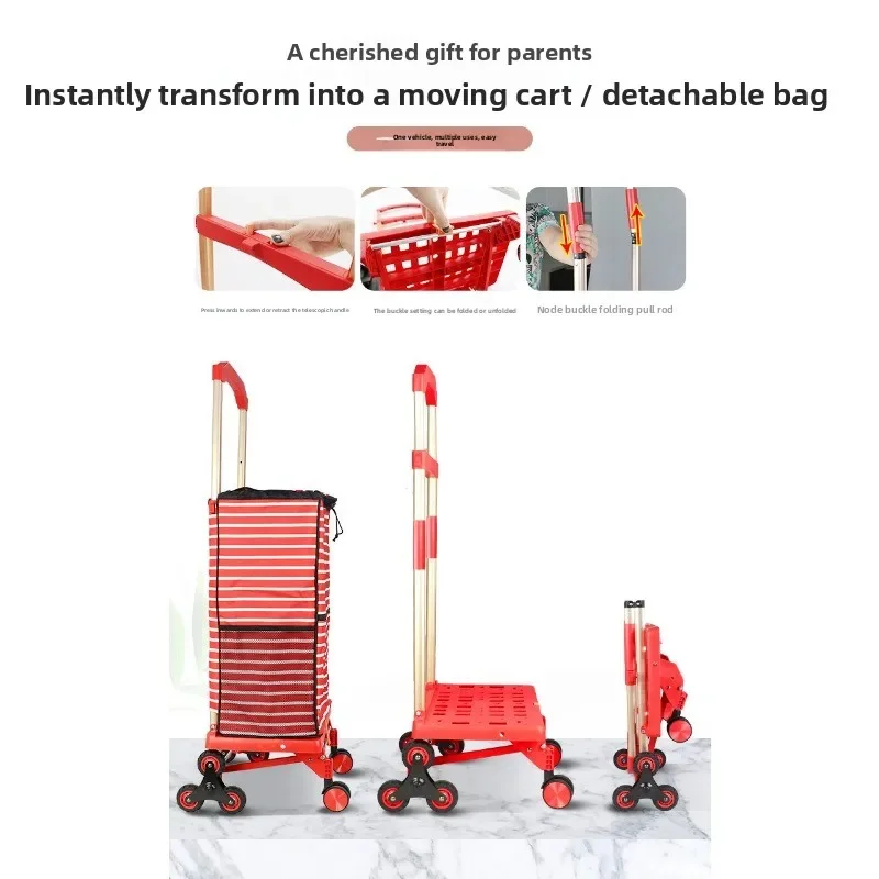 

Minimalist Climbing cart Hand-pulled cart Shopping small trailer Folding truck solid