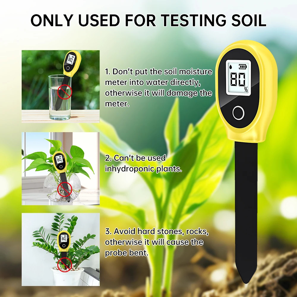 SGS10 Soil Moisture Meter Soil Tester Household Soil Moisture Meter Potted Gardening Humidity Detector LED Digital Display Tools