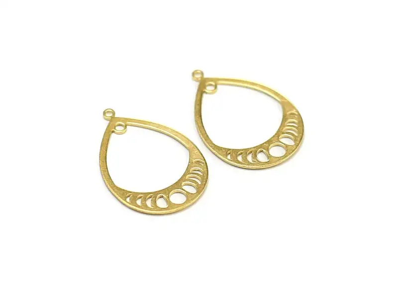 10pcs Drop Earring Charm, Moon Phase Brass Connector, Earring Findings, 30.7x21.5mm, Brass Charms, Jewelry Making -R1872