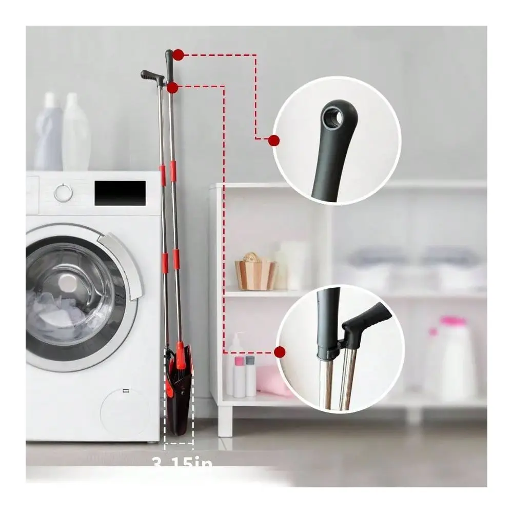 

With Dustpan Combo Set 54 Long Handle Adjustable Length Stainless Steel Broomstick Standing Dust Pan And Broom Set Office Home