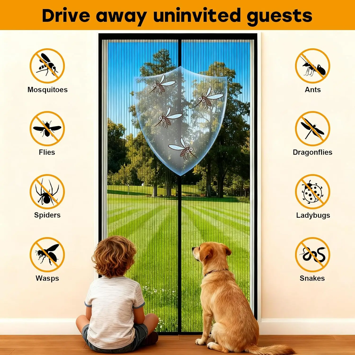 Magnetic Screen Door, Invisible Mesh Heavy Duty Mosquito Net, Auto Closing Magnetic Screen Curtain, Drill-Free Installation