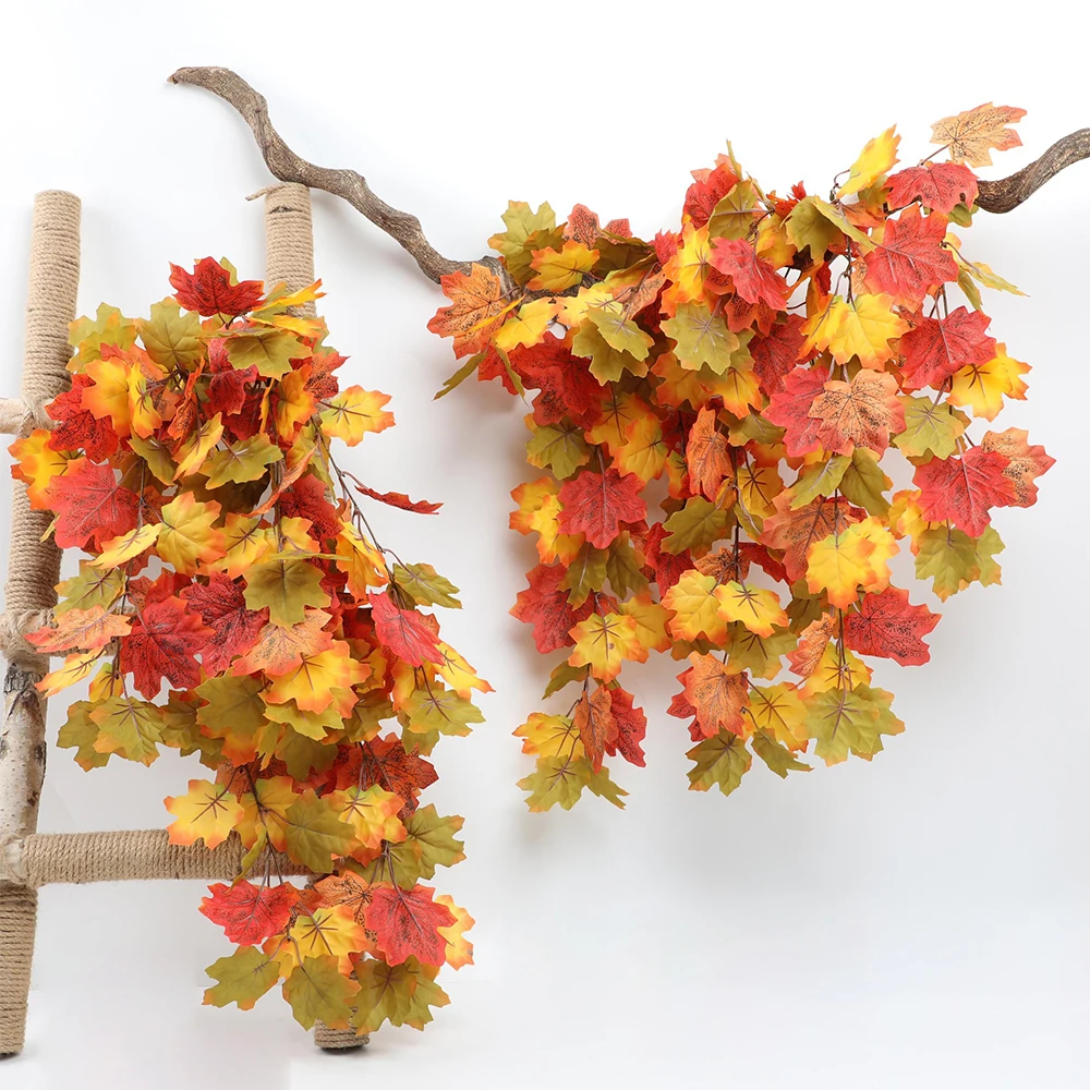 61cm/75cm künstliche Herbst Ahorn Reben gefälschte Ahorn Pflanzen hängen Rebe Zweig für zu Hause im Freien Party Festival Halloween Dekor – Detail 4